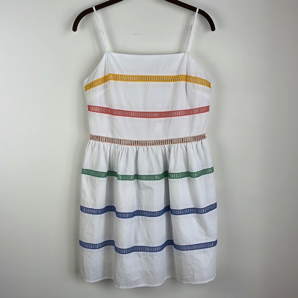 English Factory White Mini Dress with Rainbow Trim - Picture 2 of 10